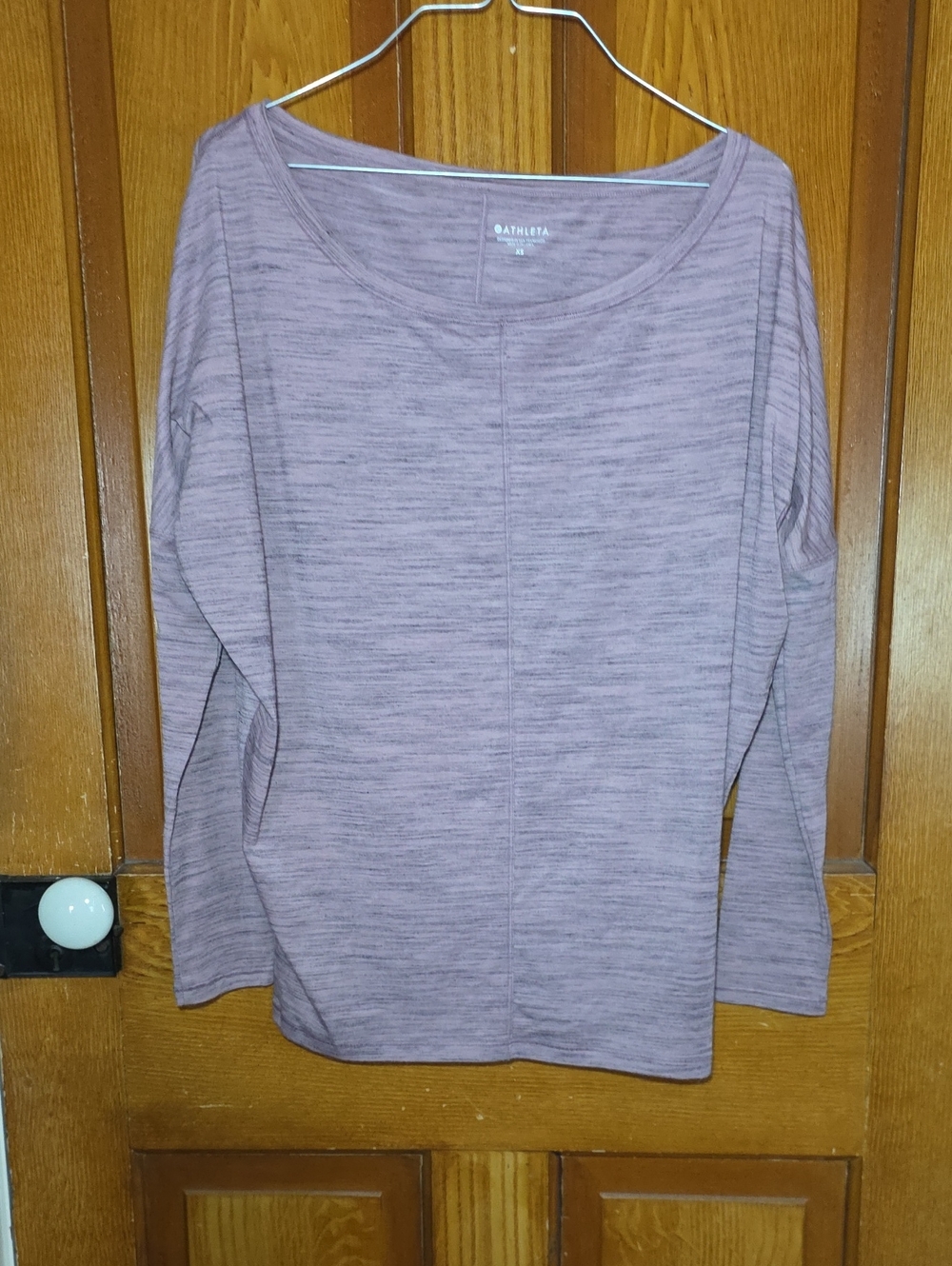 Athleta Heathered Lavender Scoop-Neck Oversized Long Sleeve Top